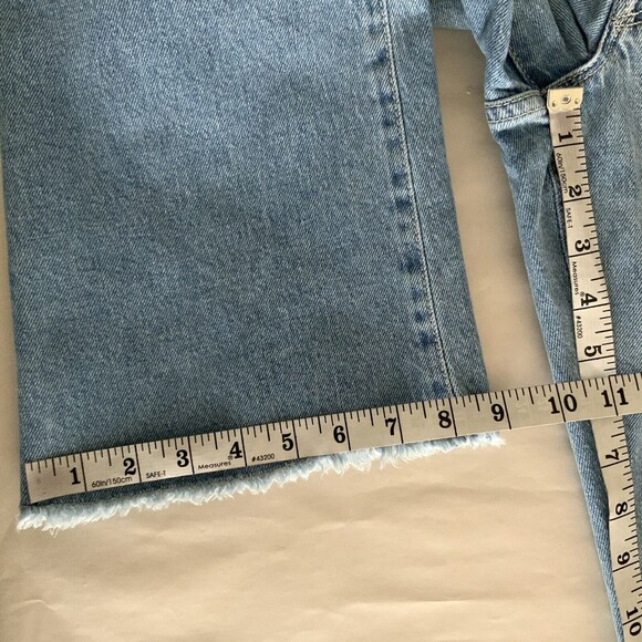 Good American Jeans Size 4 Blue Indigo129 Distressed Busted Knee Bootcut - Picture 6 of 12